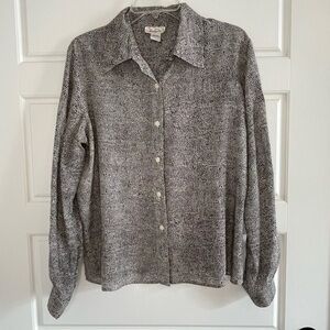 VTG 90s NYC Design 100% Silk Womens Snake Print Button Up Blouse L Contemporary